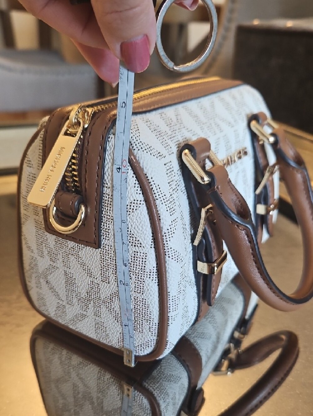 Michael Kors Cream & Brown Mini Logo Crossbody - Picture 7 of 11